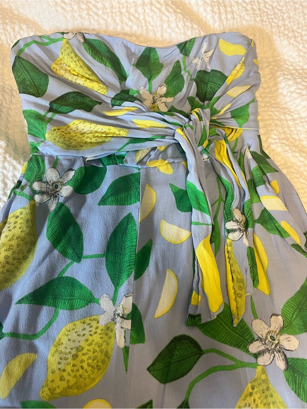 Strapless Lemon Print Wide-Leg Jumpsuit - Blue/Green/Yellow - Picture 2 of 5